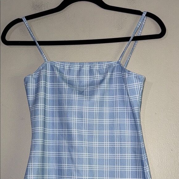 Blue Plaid Checkered Bodycon Dress - Picture 3 of 10